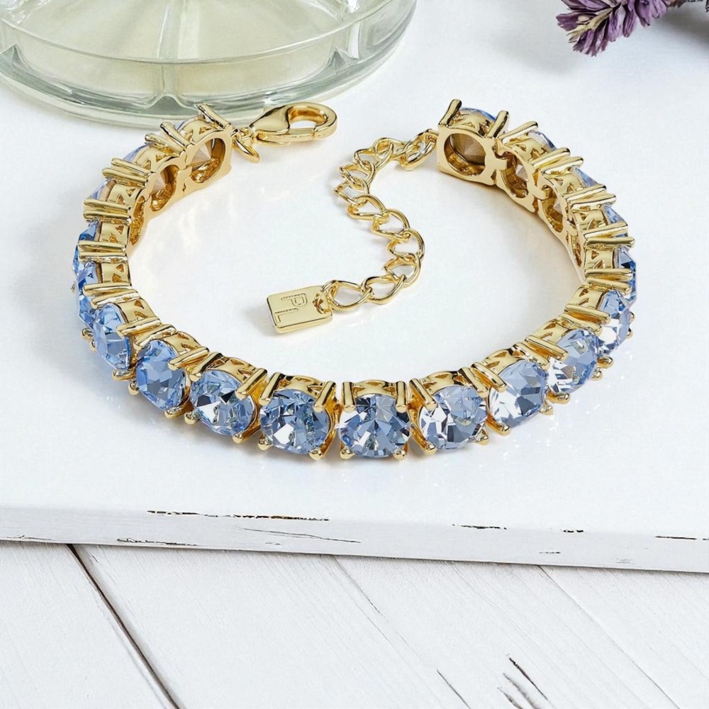 Park Lane Impression Bracelet Blue Gold Tone Crystal Tennis Jewelry